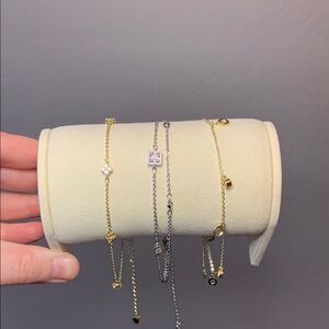 3 PC Set - NEW - Pretty Bird Real Gold Plated Anklets 10"